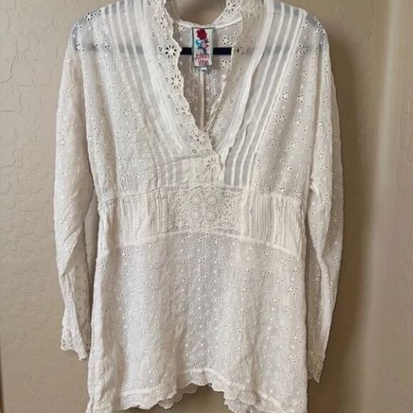 Ladies Johnny Was Boho Lace Tunic Top - Sz Medium - Picture 1 of 5